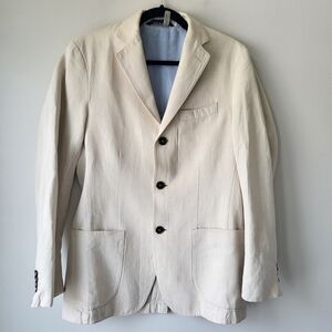 Balmain Classic Light Beige Cotton Linen Blend Summer Vacation Classic Blazer